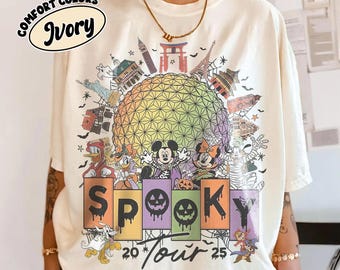 Vintage Mickey and Friends Epcot Halloween Shirts, Epcot Spooky Tour 2025 T-shirt, Disneyworld Halloween Party Shirts, Disney Family Shirts