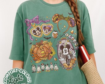 Vintage Disney Mickey Halloween Coquette Comfort Color Shirt, Disney Halloween Trip Shirt, Halloween Trip Tee, Disneyland Halloween Party