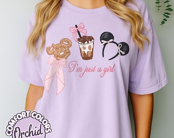 Camisa con lazo retro "Literalmente solo una chica", colores cómodos, camisa de viaje para chicas a Disney Magical World, camisas a juego de WDW Disneyland 2025