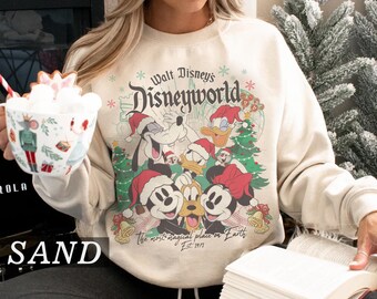 Retro Mickey and Friends Disneyworld Christmas Shirt, Disney Christmas Sweatshirt, Most Magical Place On Earth Est. 1971 Shirt, Family Xmas