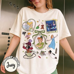Retro Coquette Bow Disney Peter Pan Shirt, Welcome To Neverland Never Grow Up Peter Pan Wendy Tinker Bell Tee, Disney Girl Trip 2025 Shirt