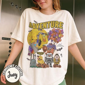 Retro Cute Pixar Up Group Halloween Costume T-shirt, Disney Carl Dug Kevin Russell Tee, Mickey&#39;s Not So Scary Tees, Halloween Party 2025 Tee
