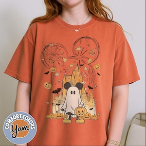 Vintage Mickey Ghost Castle Halloween Shirt - Comfort Colors Spooky Tee