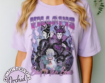 Vintage Disney Villains Bad Witches Club Bad To The Bone Shirt, WDW Disneyland Trip Maleficent Evil Queen Ursula Cruella Halloween Shirt