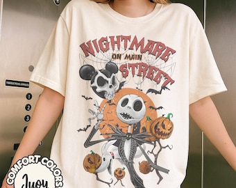 Vintage The Nightmare On Main Street Halloween Pumpkin Shirt, Retro Disney Halloween Shirt, Nightmare Halloween Shirt, Halloween Party Shirt