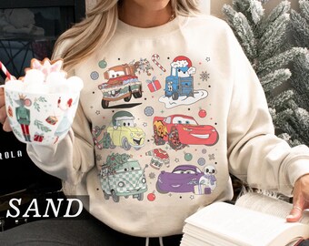 Retro Disney Cars Weihnachts-Sweatshirt, Lightning Mcqueen Weihnachtsshirt, Disney Weihnachten Passende Shirts, Merry Christmas Party Reise 2025