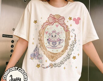 Camiseta retro con lazo de acuarela de la gata Marie de Disney, camiseta de Los Aristogatos, camiseta de la gata Marie de Disney Magic Kingdom, camiseta para amantes de los gatos de Disneyland