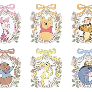 Retro Disney Pooh PNG, Archivos de Winnie The Pooh coqueto, Disney Group Png, Lazo de espejo mágico de dibujos animados de moda, Lazo de espejo de Disney