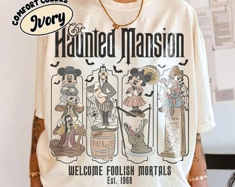 Koszulka retro Disney The Haunted Mansion Comfort Colors, koszulka Myszka Miki nie jest taka straszna, pasujące koszulki Disney, koszulka na imprezę Halloween w Disneylandzie