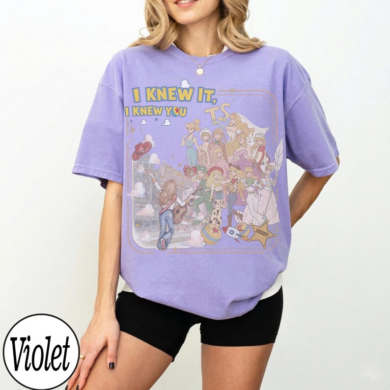 Retro Disney TS Jessie Cow Girl Comfort Colors Shirt, Toy Story 5 I Knew It I Knew You Shirt, WDW Disneyland Matching Girls Trip 2026 Tees Violet