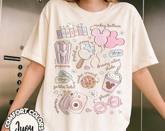 Camiseta retro de Disneyland con coqueta, refrigerios mágicos de Disney, camiseta pastel "El mejor día de la historia", el lugar más feliz de Disney World, viaje de chicas a WDW