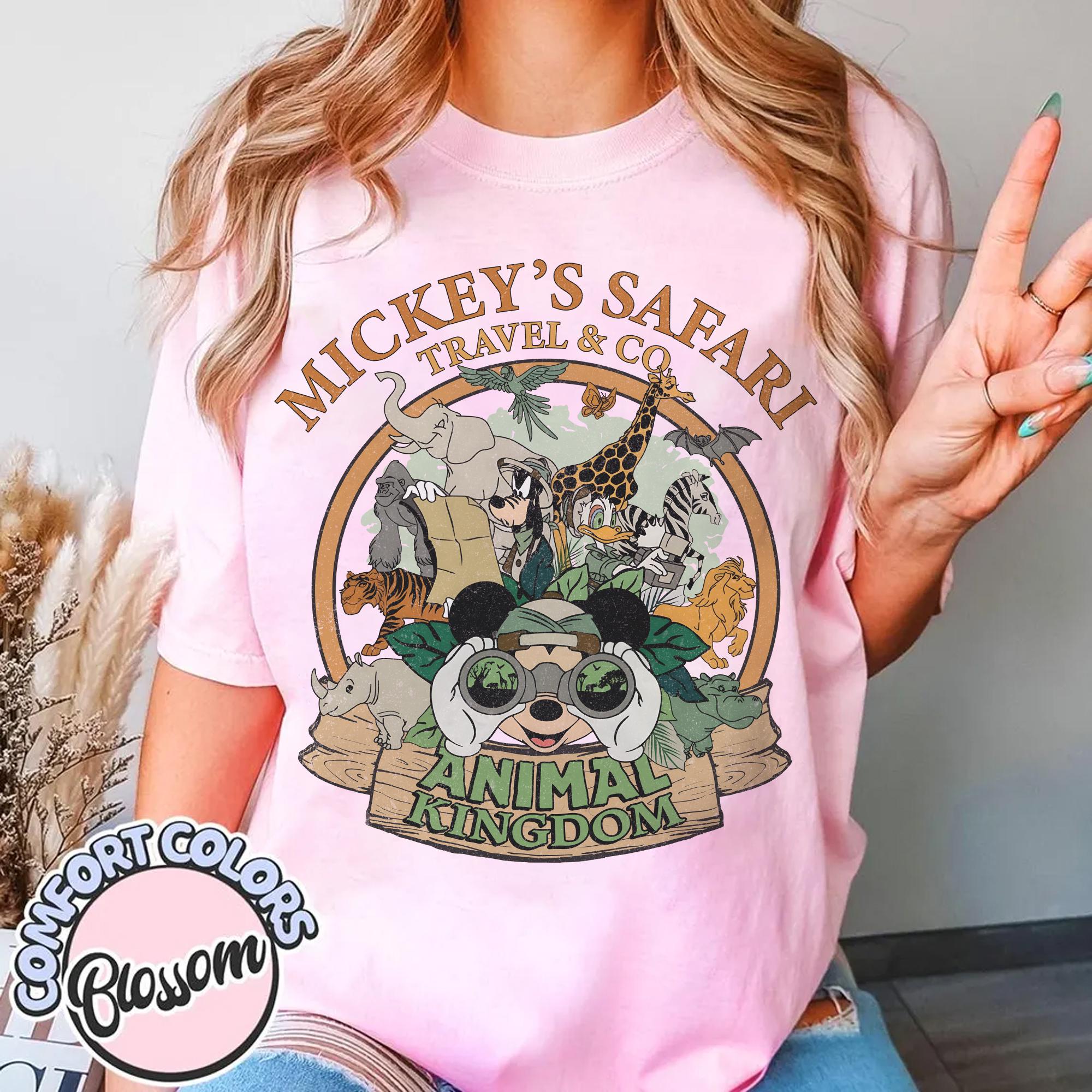 ディズニーTシャツアニマルキングダムミッキー総柄サファリ90s L