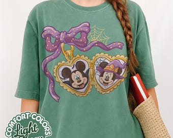 Camisa vintage de Disney Mickey y Minnie para Halloween, colores cómodos, camisa de fiesta de Halloween de Disney, viaje a Disney para Halloween 2025, viaje de Halloween para chicas