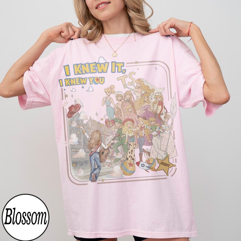 Retro Disney TS Jessie Cow Girl Comfort Colors Shirt, Toy Story 5 I Knew It I Knew You Shirt, WDW Disneyland Matching Girls Trip 2026 Tees Blossom/Light Pink