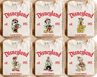 Retro Disneyland Christmas All Characters Shirts, Disneyland Family Christmas Shirts, Merry Christmas Party Shirt, Christmas Group Shirts