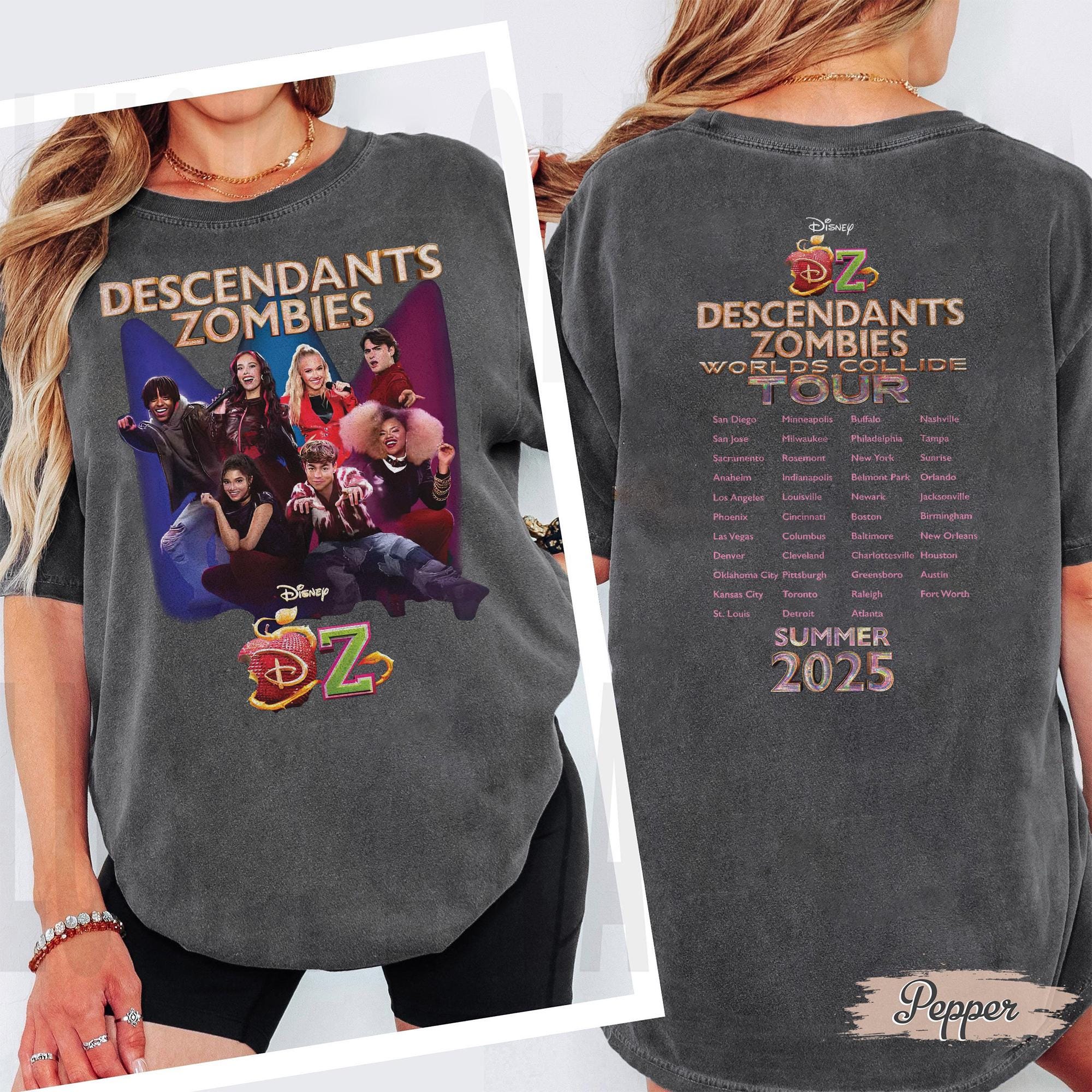 Disney Channel Zombies 4 Movie Comfort Color Shirt, Disney Zombies Poster 2025 Tee, Zed and Addison, Victor and Nova, Disney Family Trip Tee