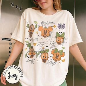 Vintage Disney Halloween Pumpkin Signature Shirts, Mickey And Friends Halloween Shirt, Halloween Party Shirt, Disney Family Halloween Shirts