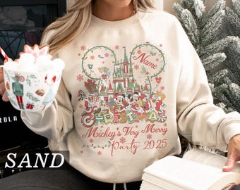 Retro Mickey And Friends Santa Christmas Shirt, Disney Castle Holiday Tee, Mickey Minnie Xmas Party 2025, Disneyland Disneyworld Family Tees