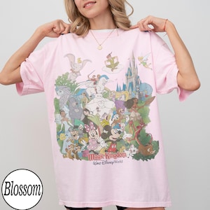 Vintage Disney World Magic Kingdom Shirt, Retro Mickey And Friends Castle Tee, Disney Family Vacation 2026 Shirts, Disney Trip 2026 Shirt Blossom/Light Pink