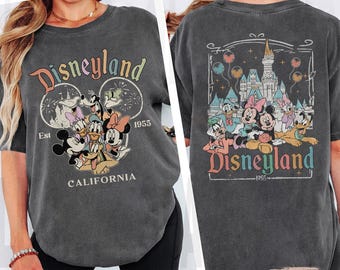 Camiseta retro de Mickey y sus amigos de Disneyland (fundada en 1955), colores cómodos, viaje a Disneyland 2025, Disneyland California, familia Disney