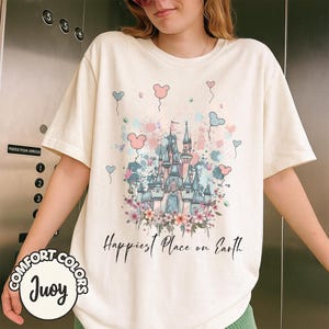 Retro Happiest Place on Earth Shirt, Disney Castle Floral Shirt, Vintage Disney Shirt, Magic Kingdom Shirt, Disneyland Shirt, Disney Shirt