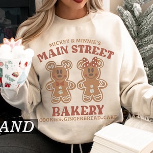 Vintage Mickey Minnie Main Street Bakery Shirt, Mickey Minnie Gingerbread Tee, Disney Christmas Gingerbread Sweatshirt, Gingerbread Cookies
