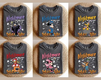 Retro Nightmare on Main Street-shirt, Mickey's Not So Scary Halloween-feestshirt, Spooky Party-shirt, Disney familie-uitstapje Halloween-shirts