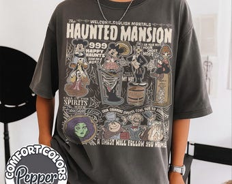 Camiseta vintage de Disney para Halloween: La Mansión Encantada, camiseta retro "Bienvenidos Mortales Insensatos", fiesta de Mickey no tan aterradora, camiseta de Disney para Halloween