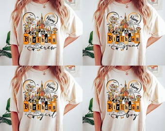 Custom Disney Halloween Birthday Shirt, Disney Birthday Squad Tee, Personalized Name Birthday Crew Shirt, Disney Trip Matching Family Shirts