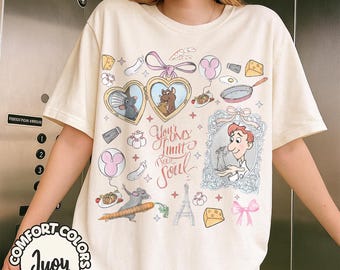 Watercolor Coquette Disney Pixar Ratatouille T-shirt, Remy Little Chef Remy Tee, Paris France Gusteau's, Linguini Emile Tee, Anyone Can Cook