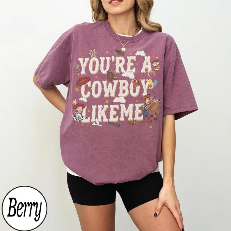 Retro Disney Pixar Toy Story 5 You're A Cowboy Like Me Shirt, You've Got A Friends In Me Shirt, WDW Disneyland Family Matching Trip Shirts Berry