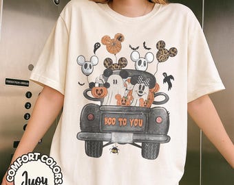 Vintage Mickey Minnie Halloween Shirt, Disney Halloween Shirt, Mickey Minnie Balloons Halloween Shirt, Halloween Pumpkin Shirt, Disney Trip