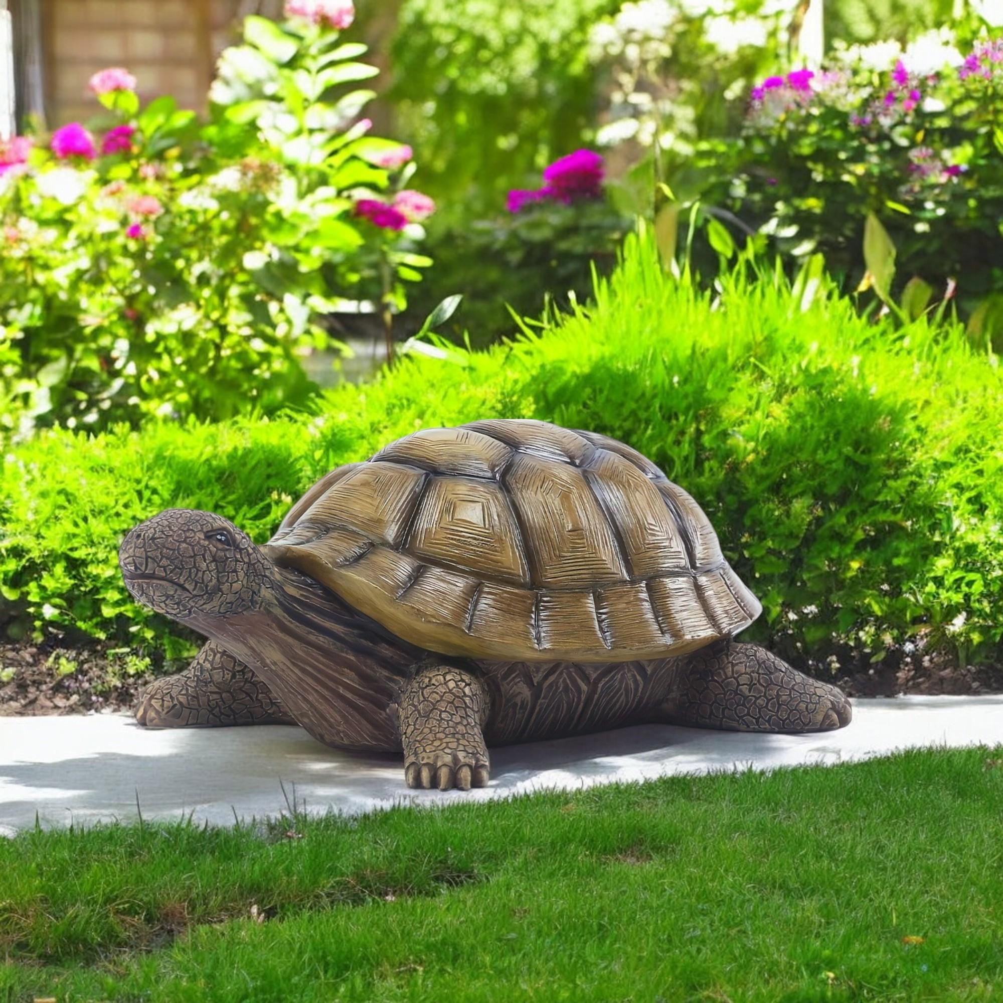 Realistic Tortoise Statue – Large Resin Turtle Figurine for Garden or Yard | Outdoor Animal Lawn Decor for Porch, Patio, or Pathway Display