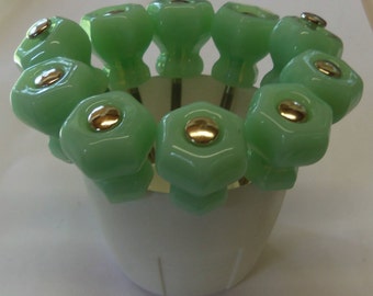 FREE SHIPPING 10 Glass Knobs Jadeite Jadite Milk Green 1" Trim Project Toppers Supply