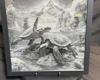 Framed  Sea Turtle Acrylic Engraving