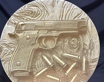 3D Engraved Pistol Decor