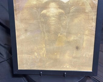 Framed  Elephant Engraving