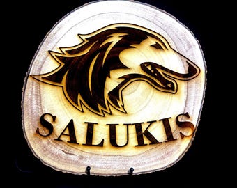 Saluki Wood Art: Engraved Live Edge Round