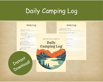 Camping Journal Printable | Daily RV Log and Trip Planner | Camping Memory Book | Camper Travel Diary | Digital Download PDF