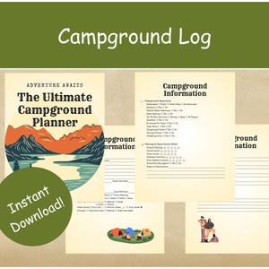 RV & Tent Camping Logbuch - druckbares Camping Journal, Campsite Tracking Tracking, Reiseplaner PDF