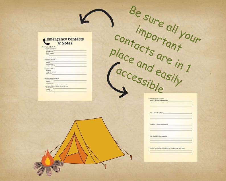Emergency Contact List Printable | Camping Safety Sheet | RV Travel ...