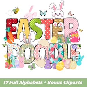 Easter Day Alphabet Letters PNG Bundle, Easter Doodle Letters, Easter Clipart png, Alphabet Doolde Png, Easter sublimation Alpha Set