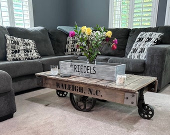 Restored Antique Factory Cart Coffee Table