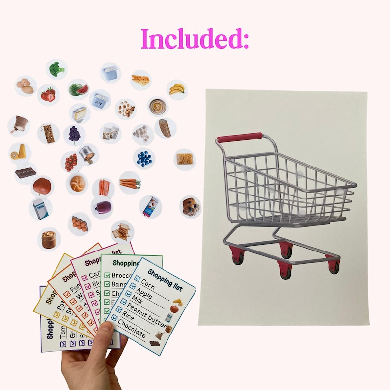Montessori Grocery Shopping List Game Printable Supermarket Pretend ...