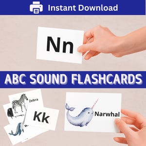Alphabet Flashcards for Toddlers, Pre-K Phonics Flash Cards, ABC Learning, Toddlers Can Read, Kindergarten Phonics ABC Cards, Homeschool Aid