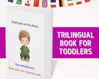 Livre bilingue pour enfants Ressources éducatives trilingues Modèle familial multilingue Enseignement à la maison Développement du langage modifiable sur Canva