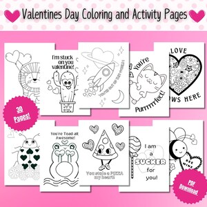 Valentines Day Activity Bundle, Valentines Coloring Pages, Kids Valentines Day Activities, Valentines Day Printable