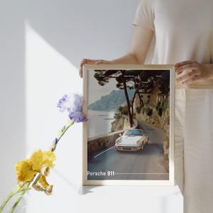 Affiche Porsche 911 classique, impression voiture vintage, art mural Porsche, affiche voiture vintage, impression ancienne Porsche, affiche Porsche 911 minimaliste