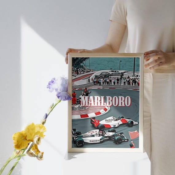 3 Vintage F1 Monaco, Marlboro, Formula One Poster, Cool Wall Art, Retro Classic Car Art, Vintage Automotive Print, Modern Decor, Art style