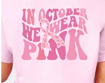 Breast Cancer Awareness Comfort Colors Short Sleeve T-shirt: Retro Pink Ribbon